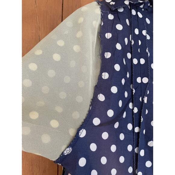 Vintage 1960s Navy Blue Polka Dot Sheath Dress with Metal Zipper – Size 20 - Picture 11 of 16